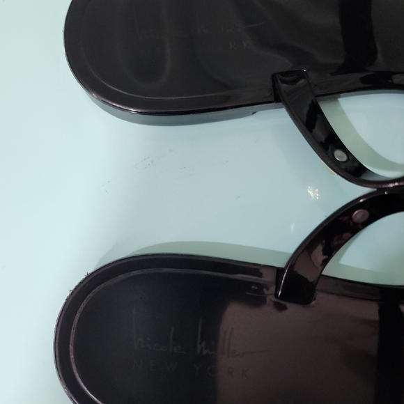 Nicole by Nicole Miller Black and Gold Sandals with Studded Straps - Picture 2 of 4